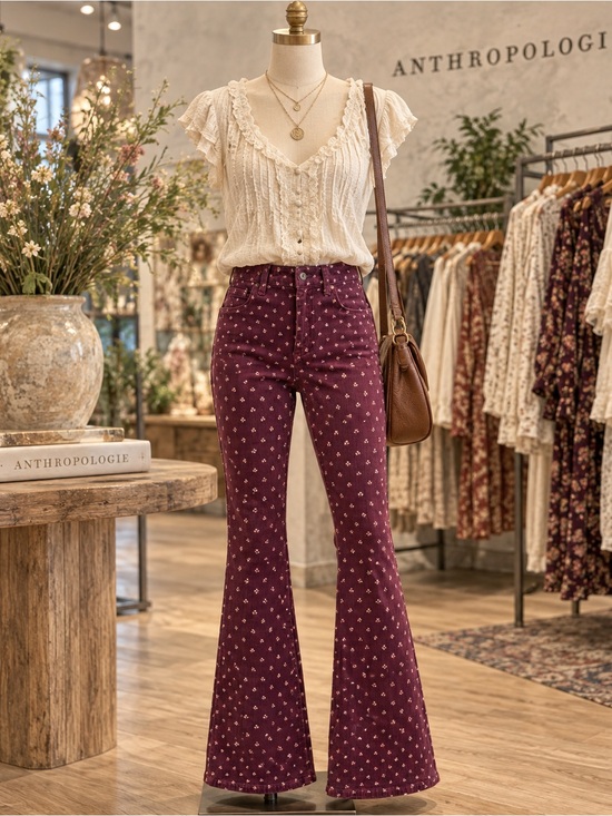 Pilcro and the Letterpress Denim - Pilcro and the Letterpress Anthro High Rise Bootcut Corduroy Jeans 28 Floral